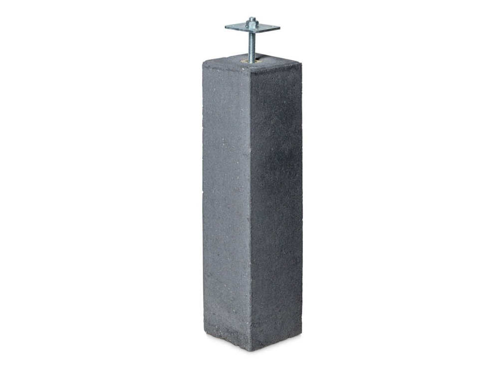 Betonpoer antraciet met verz. stelplaat 15x15x60
